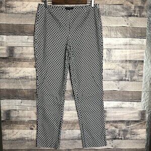 FOXCROFT Black White Print Chino Washable Stretch Side Zipper Pants Size 8